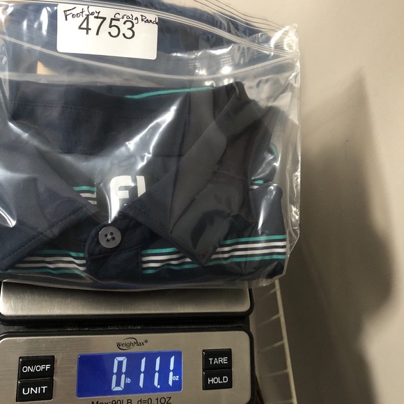 FootJoy TPC Craig Ranch Golf Polo Men LARGE Navy Blue Stripe Performance Stretch - Picture 14 of 14